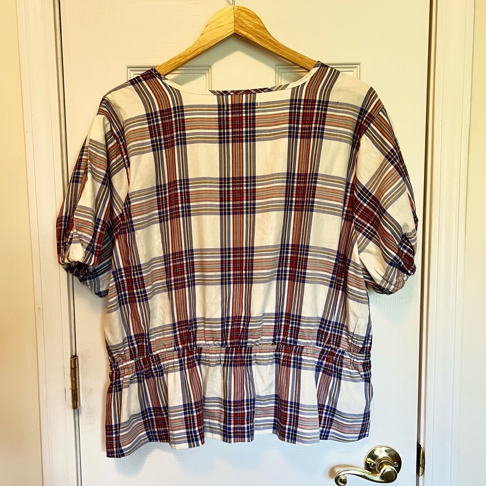Free Assembly Women’s Plaid Ruffle Wrap Top Blouse Size XXL Curvy - Picture 7 of 10